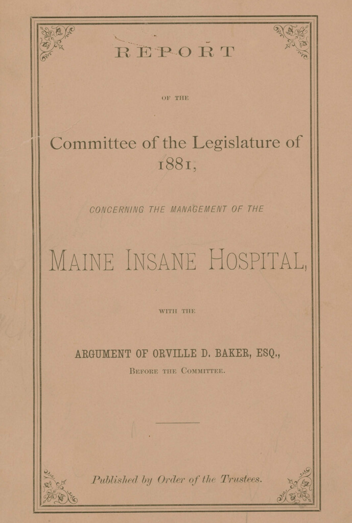 Miniature of 1881 Report of the Legislative Committee on Insane Hospital