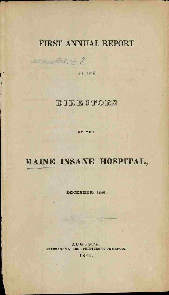 Miniature of Maine Insane Hospital Annual Reports