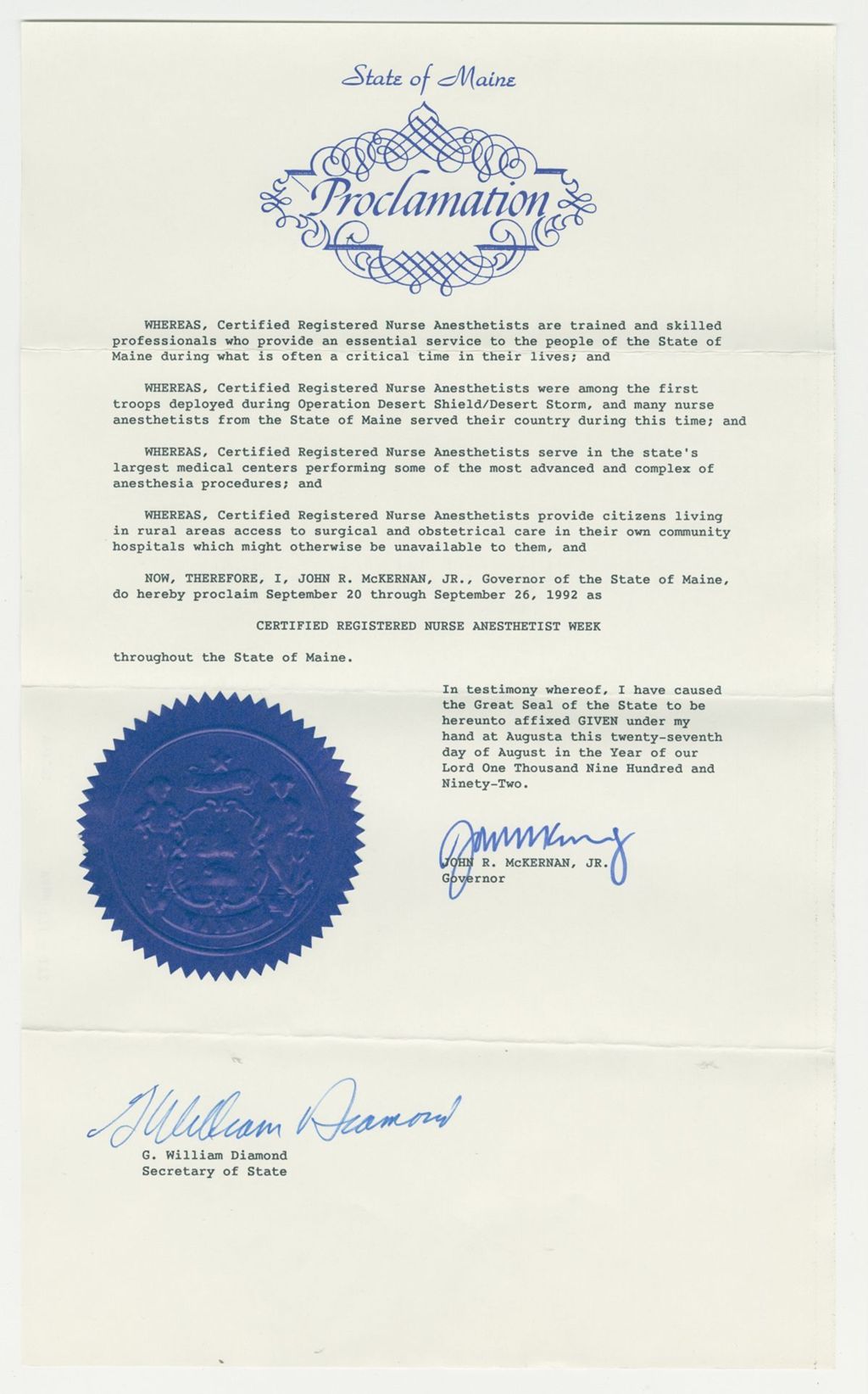 Miniature of Certified Registered Nurse Anesthetist Week