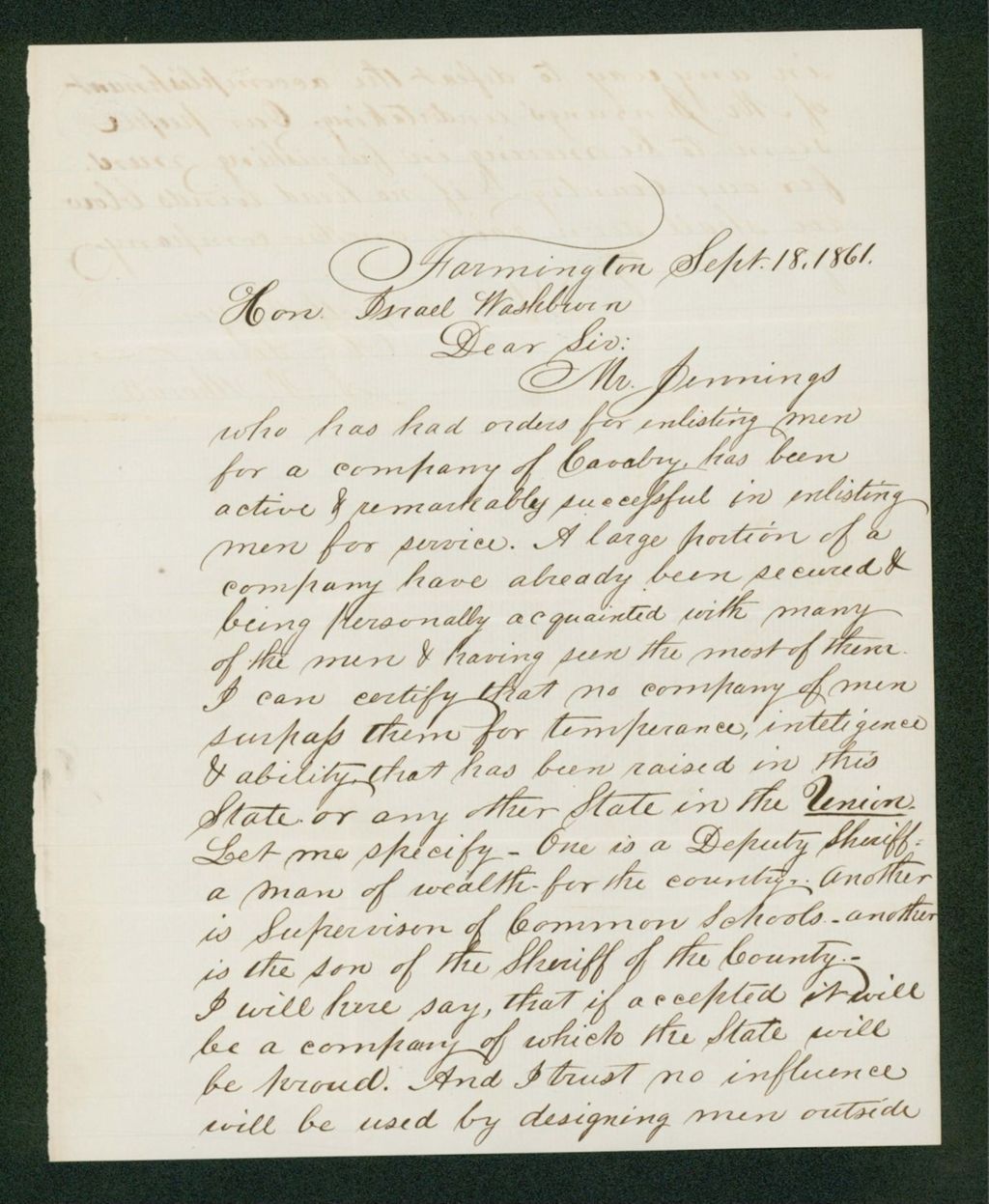 Miniature of S.P. Morrill hopes no outside influence will be allowed to defeat Reuben Jennings' accomplishments