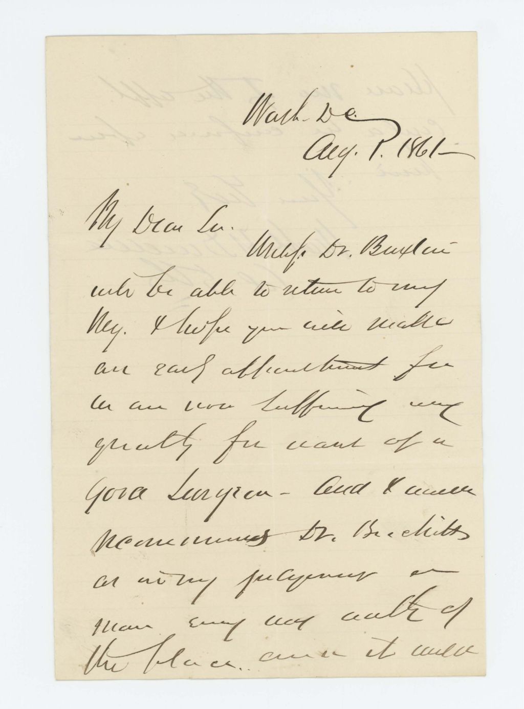Miniature of Colonel Dunnell requests appointment of a surgeon