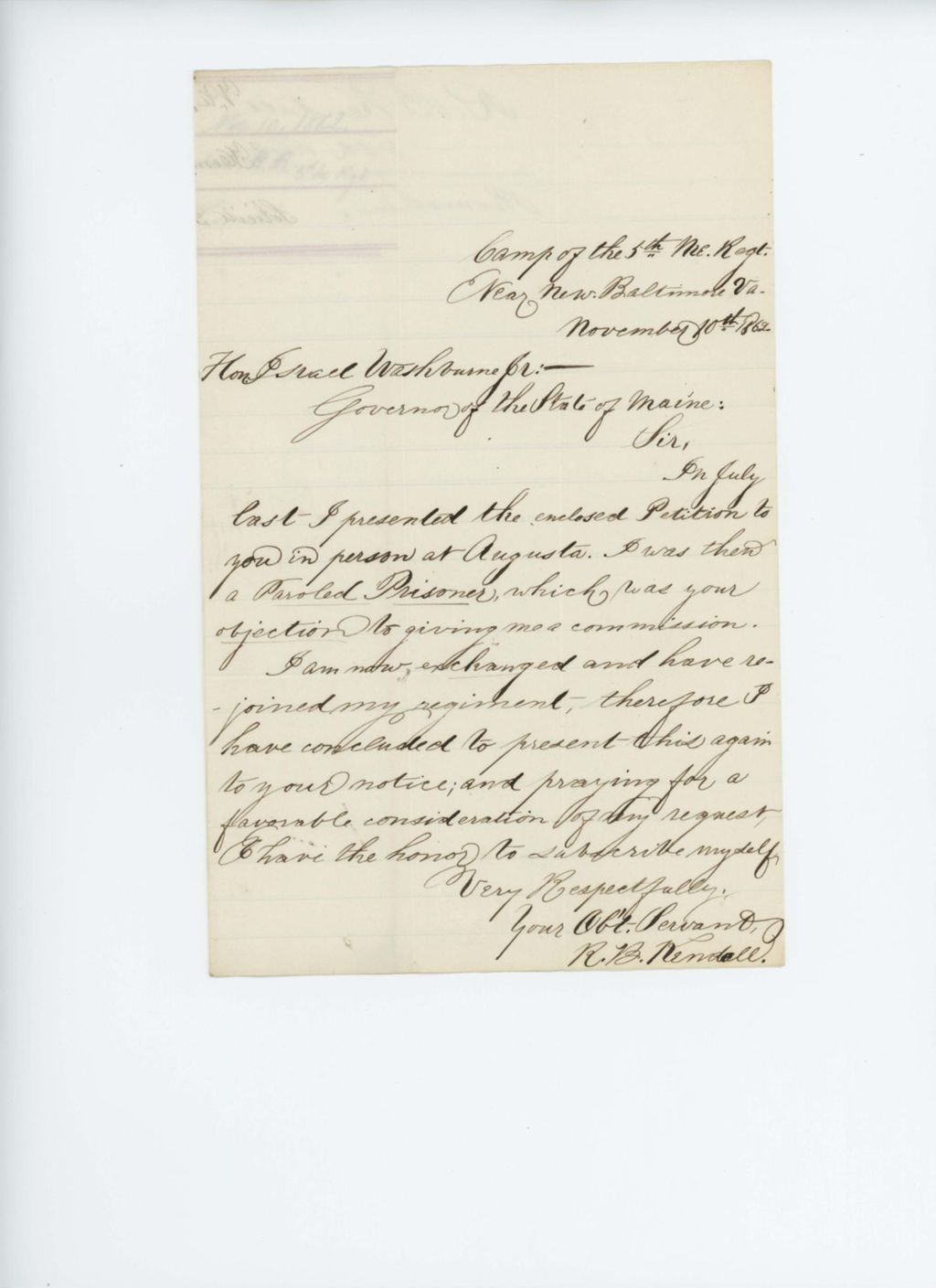 Miniature of Robert B. Kendall requests a commission