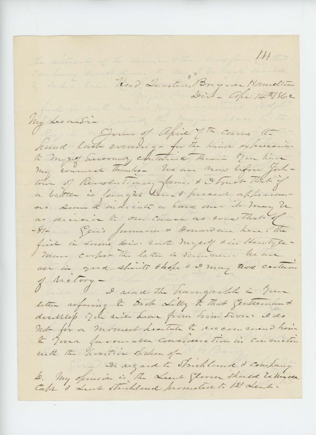 Miniature of General Berry updates Governor Washburn on changes in the regiment