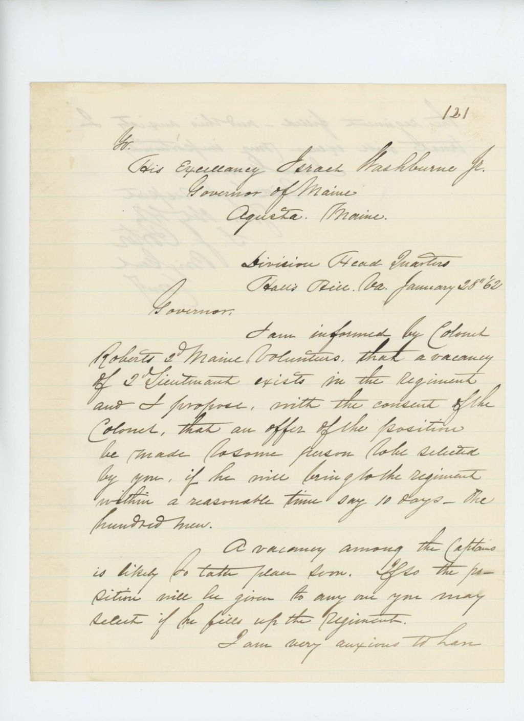 Miniature of Brigadier General Fitz John Porter suggests promotions to fill vacancies