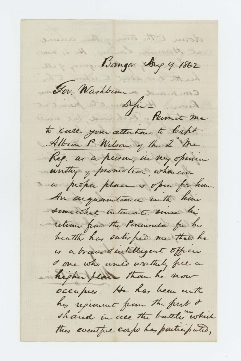 Miniature of Albert W. Paine recommends Captain Albion P. Wilson for promotion to field officer