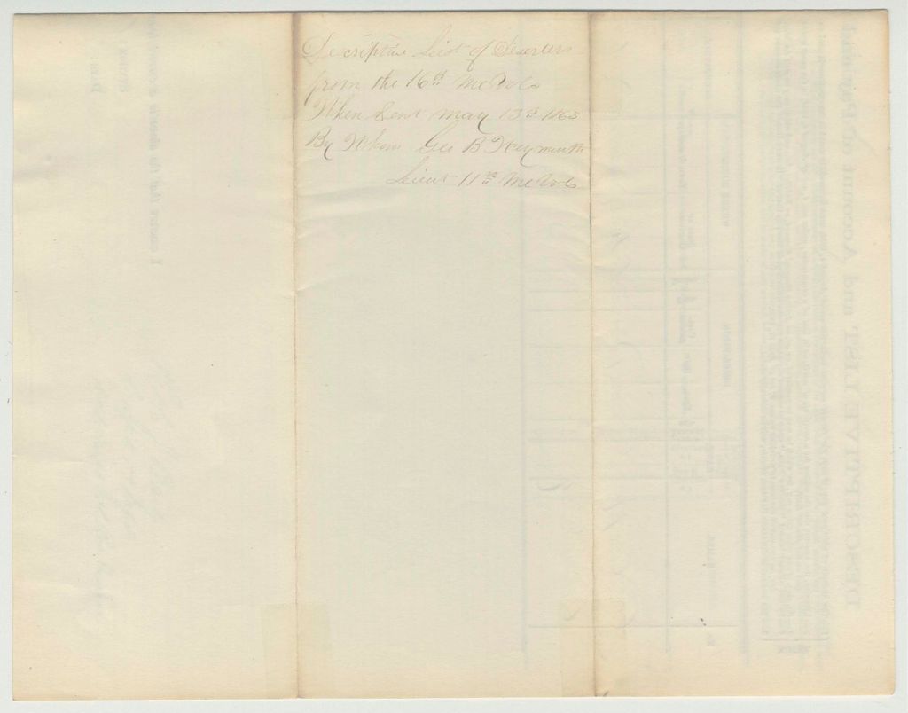 Miniature of Descriptive List of Deserters From the 16th Maine Volunteers