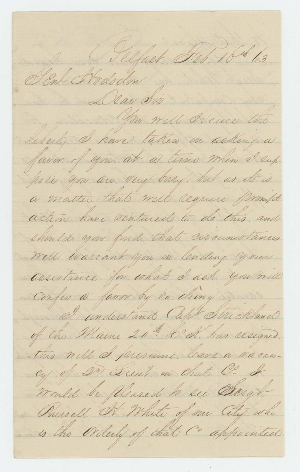 Miniature of John H. Quimby recommends Sergeant Russell H. White for promotion