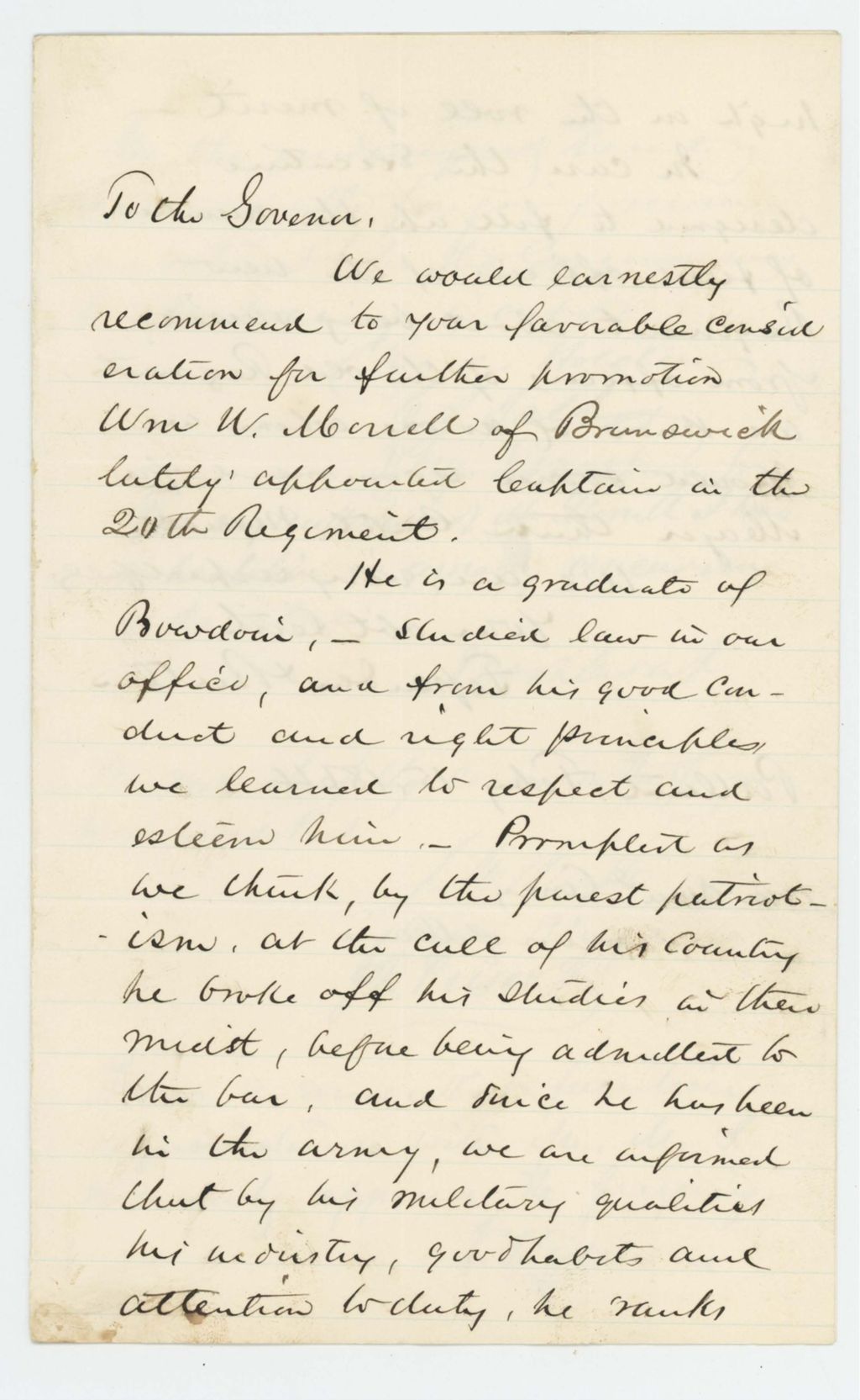 Miniature of Fessenden Butler and others recommend William W. Morrell for promotion