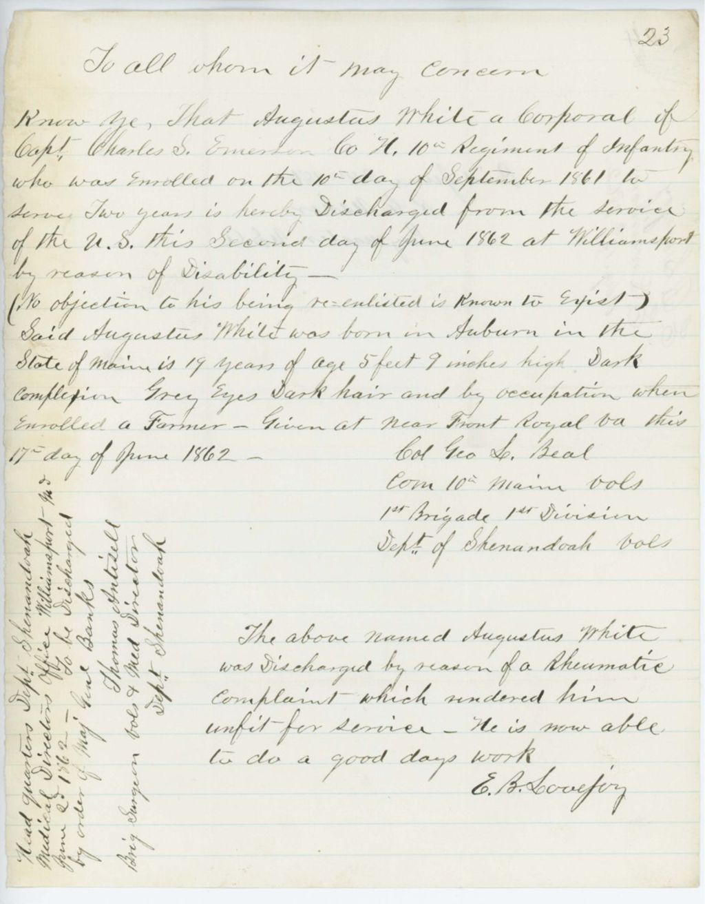 Miniature of Absent Soldiers: Correspondence from E.B. Lovejoy, August 13, 1862