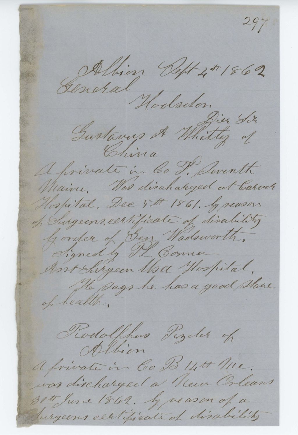 Miniature of Absent Soldiers: Correspondence from J. Boynton to General Hodsdon