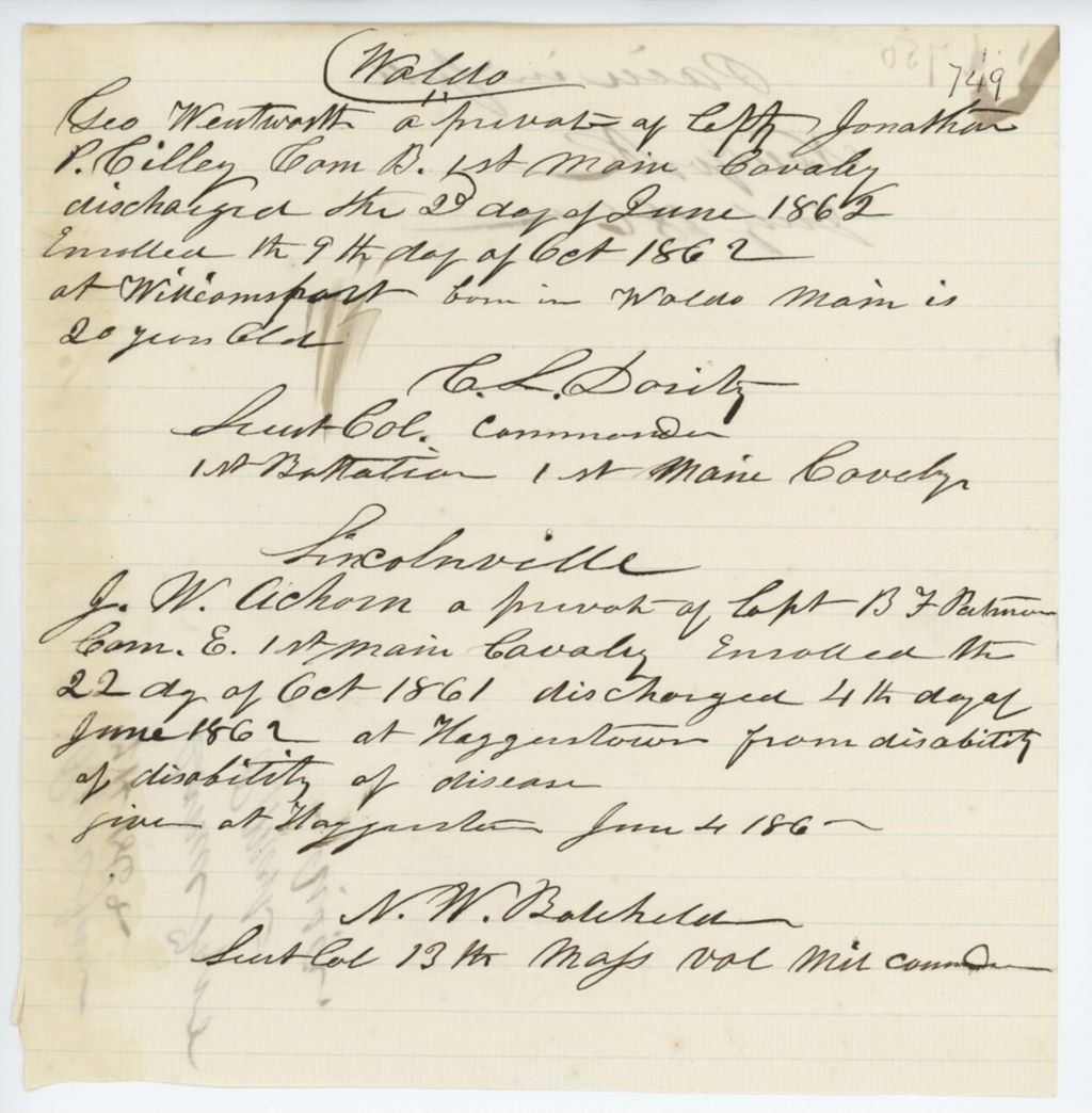 Miniature of Absent Soldiers: Correspondence from R. Rich to General Hodsdon