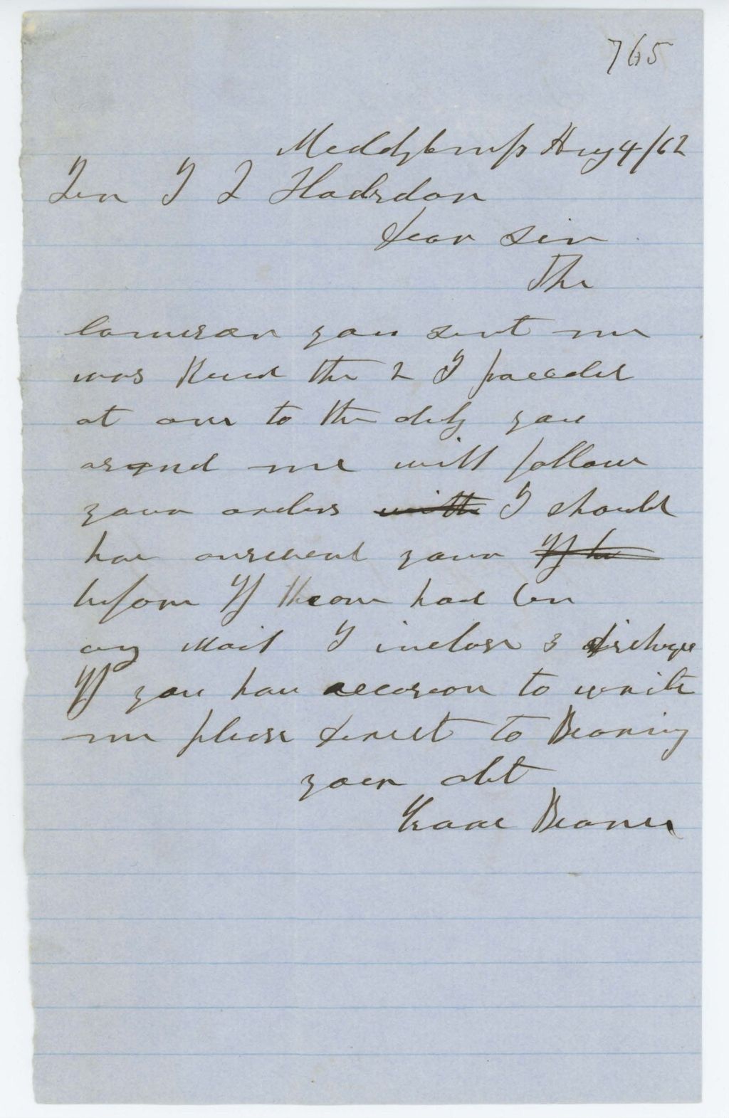 Miniature of Absent Soldiers: Correspondence from I. Bearce to General Hodsdon