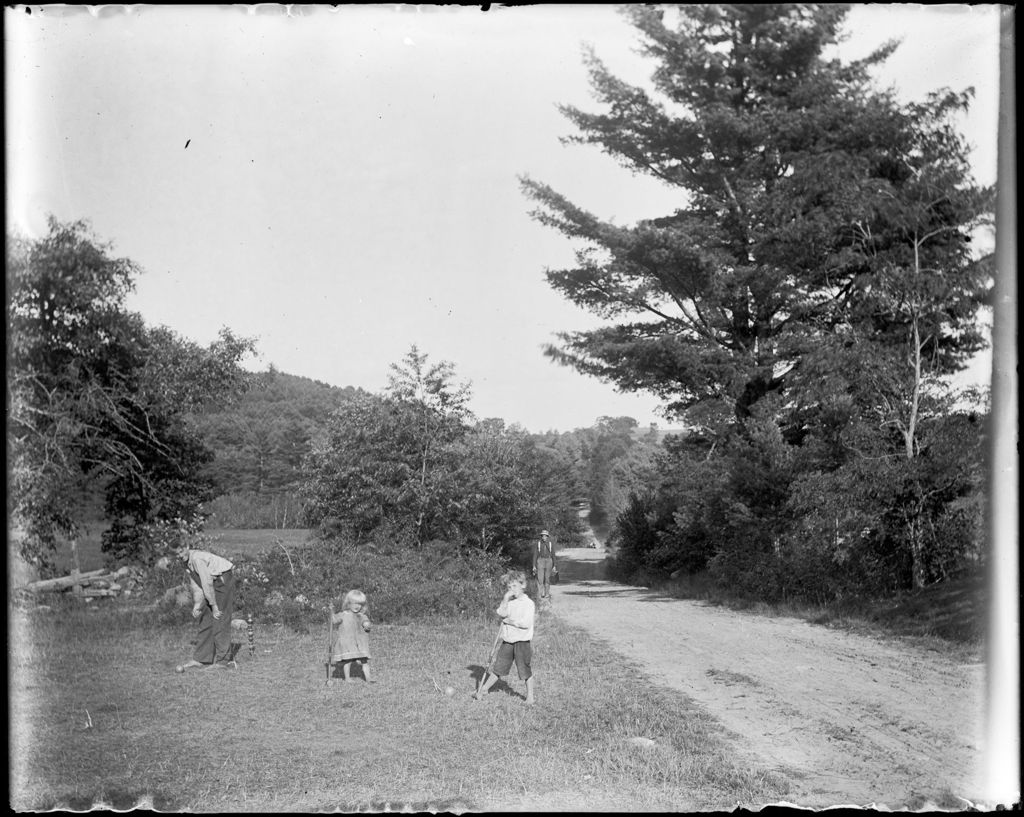 Miniature of Children Playing Croquet By The Side Of A Road