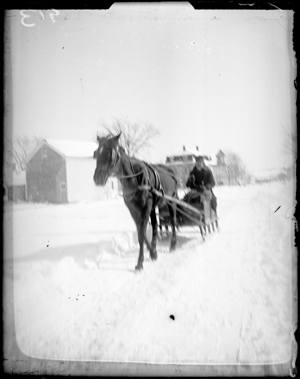 Miniature of Man Driving A One Horse Sleigh