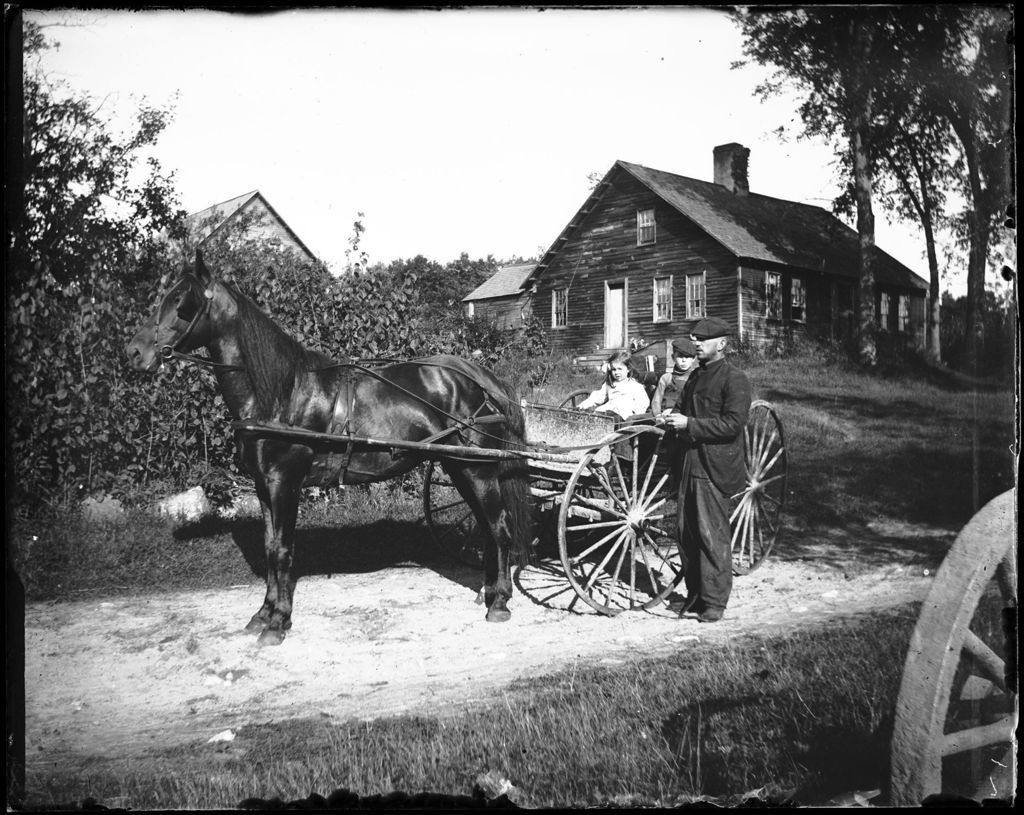 Miniature of Man With Two Children In A Horse Drawn Carriage