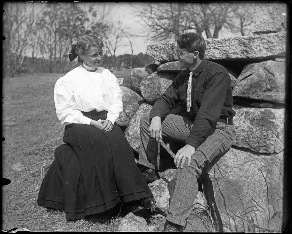 Miniature of George French And A Young Lady Sitting On A Stone Wall