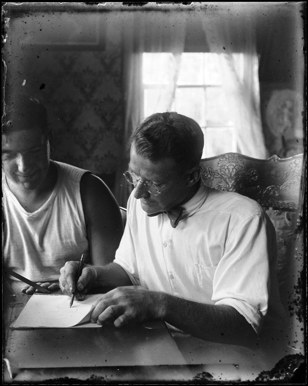 Miniature of George French And Friend At A Table Drawing