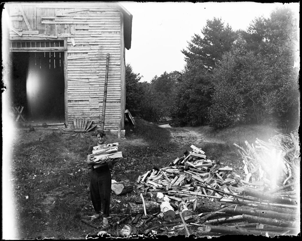 Miniature of George French Outside A Barn With An Arm Load Of Wood
