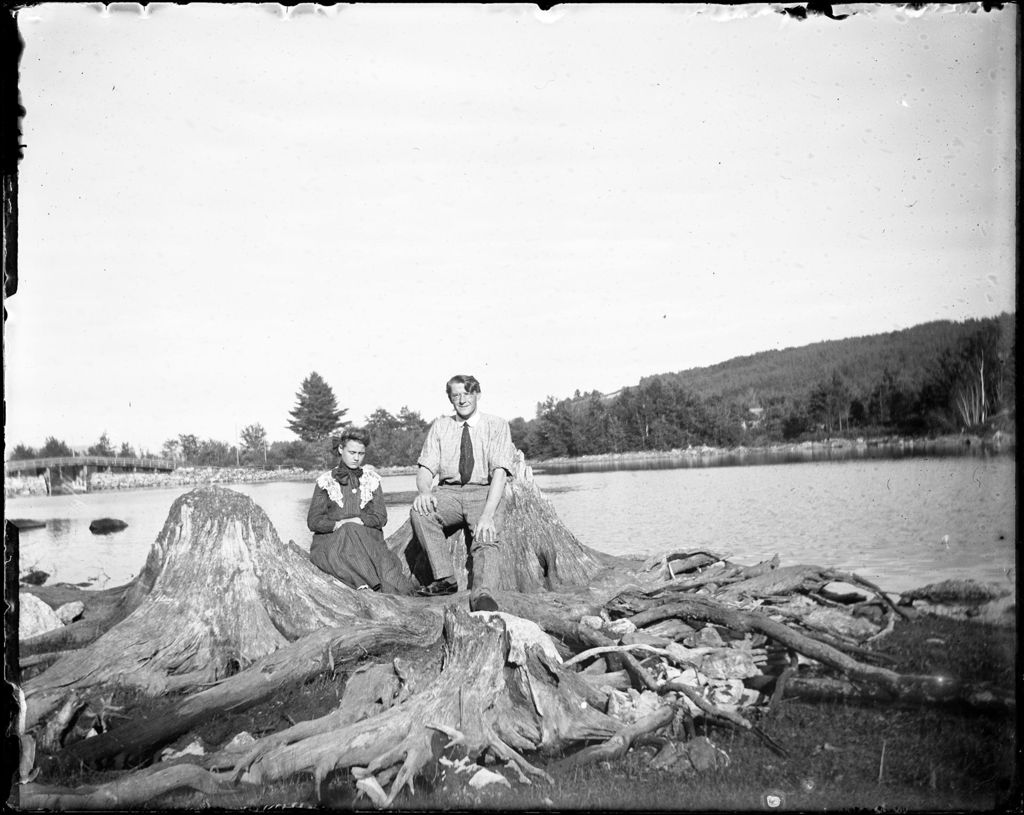 Miniature of George French And A Young Woman Sitting On A Stump On The Shore Of A Lake In Norway