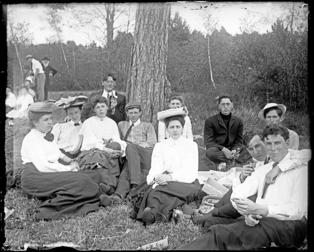 Miniature of Group Of People Sitting On The Grass Under A Tree