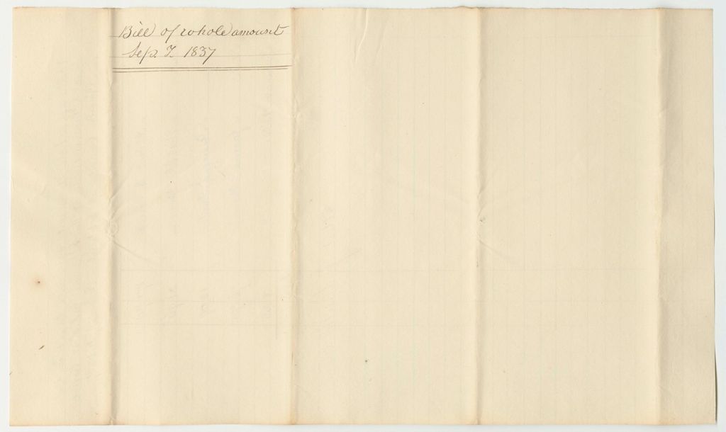 Miniature of Bill of Whole Amount of Costs and Taxed in Criminal Prosecutions at the Court of Common Pleas in Lincoln County, September Term 1837