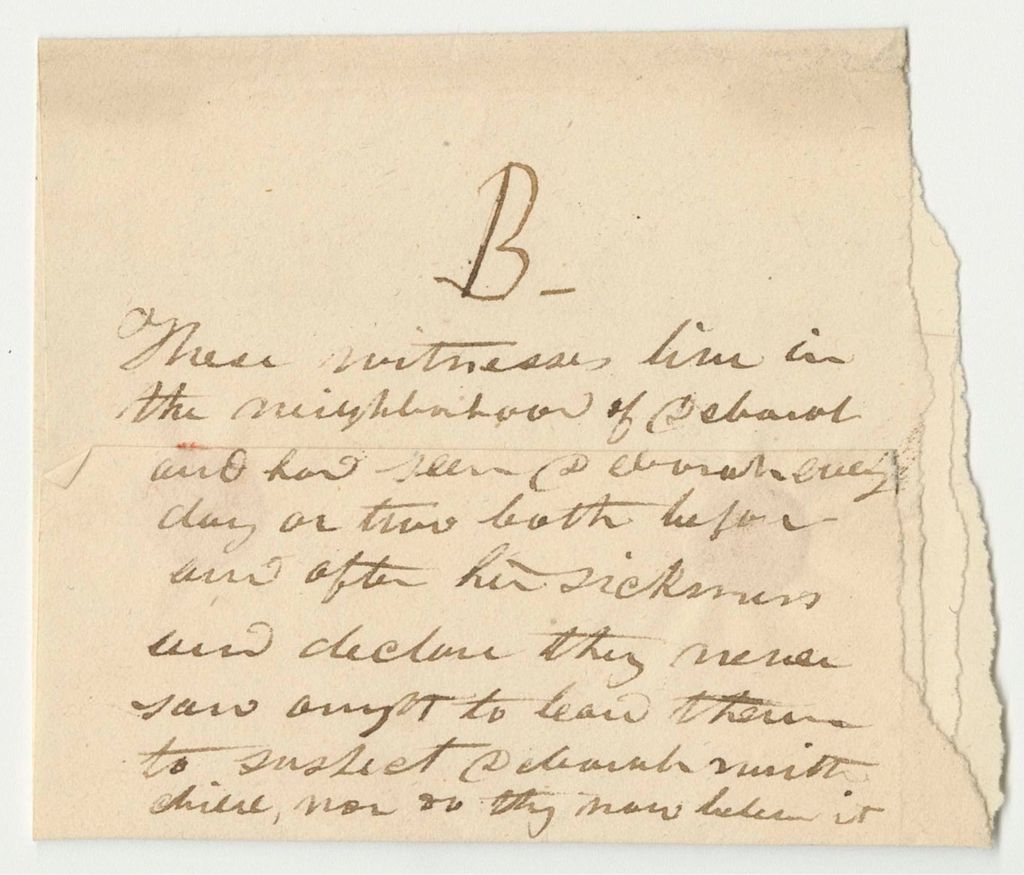 Miniature of Witness Testimony as to the Condition of Deborah Chapman in the Summer of 1836