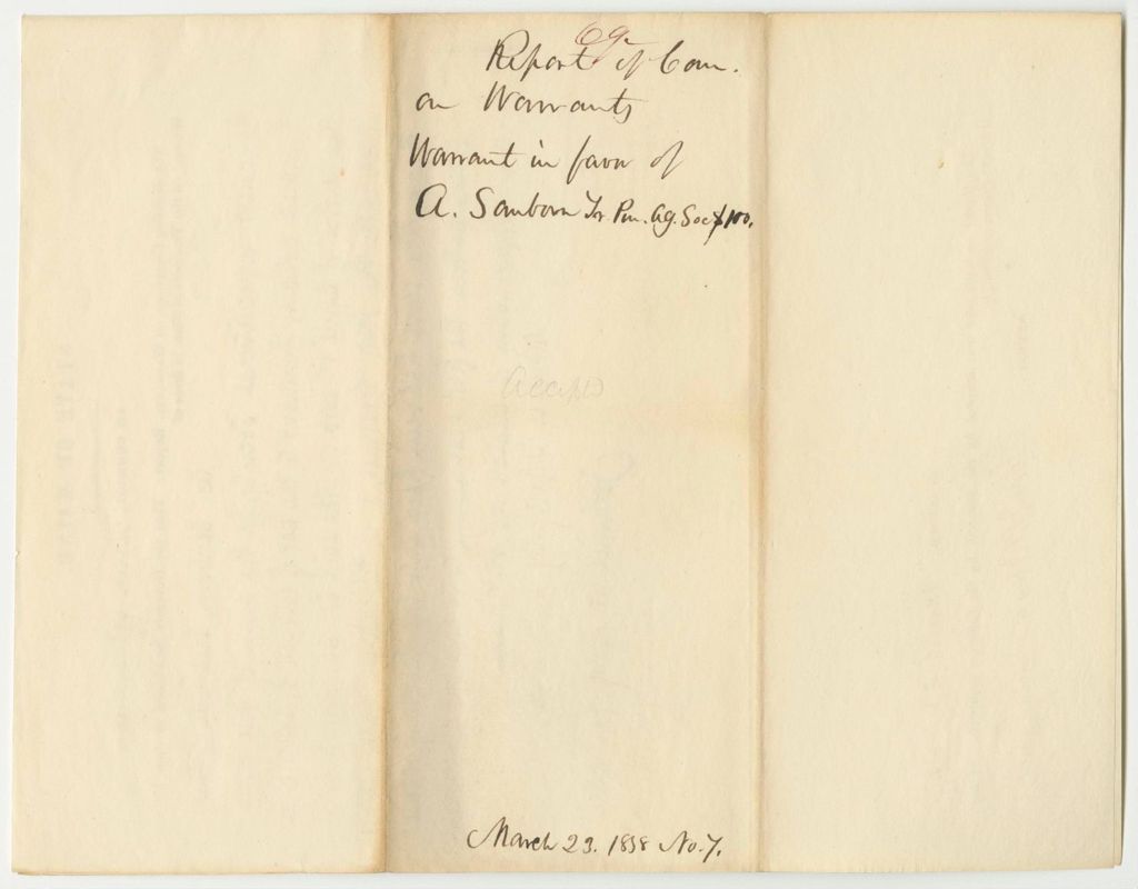 Miniature of Report 69: Warrant in Favor of A. Sanborn, Treasurer of the Penobscot Agricultural Society