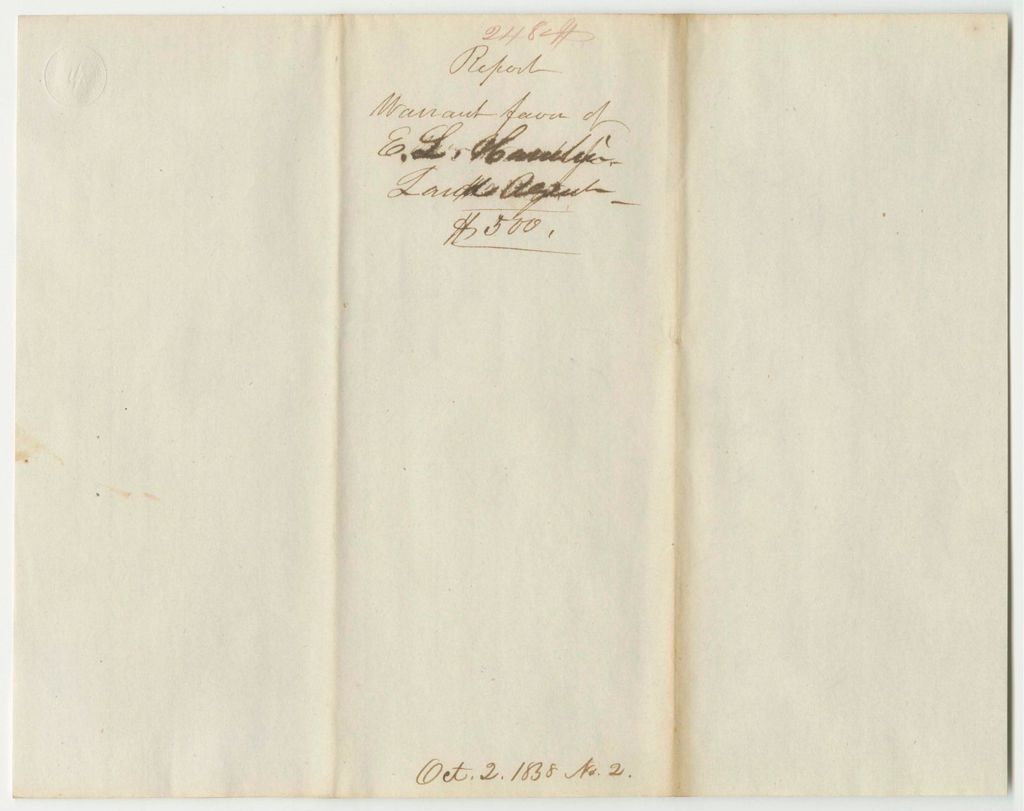 Miniature of Report from the Board of Internal Improvements on Communication of E.L. Hamlin, Land Agent