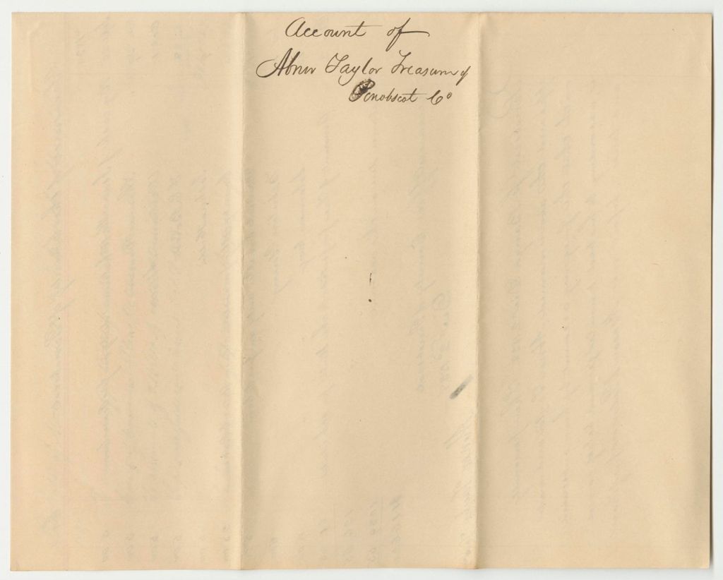 Miniature of Account of Abner Taylor, Penobscot County Treasurer