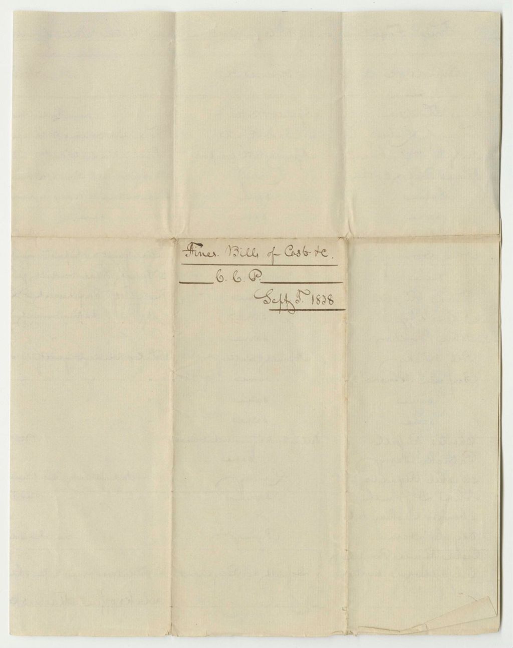 Miniature of Fines, Forfeitures, and Bills of Costs Accruing to the State of Maine at the Court of Common Pleas in Washington County, September Term 1838