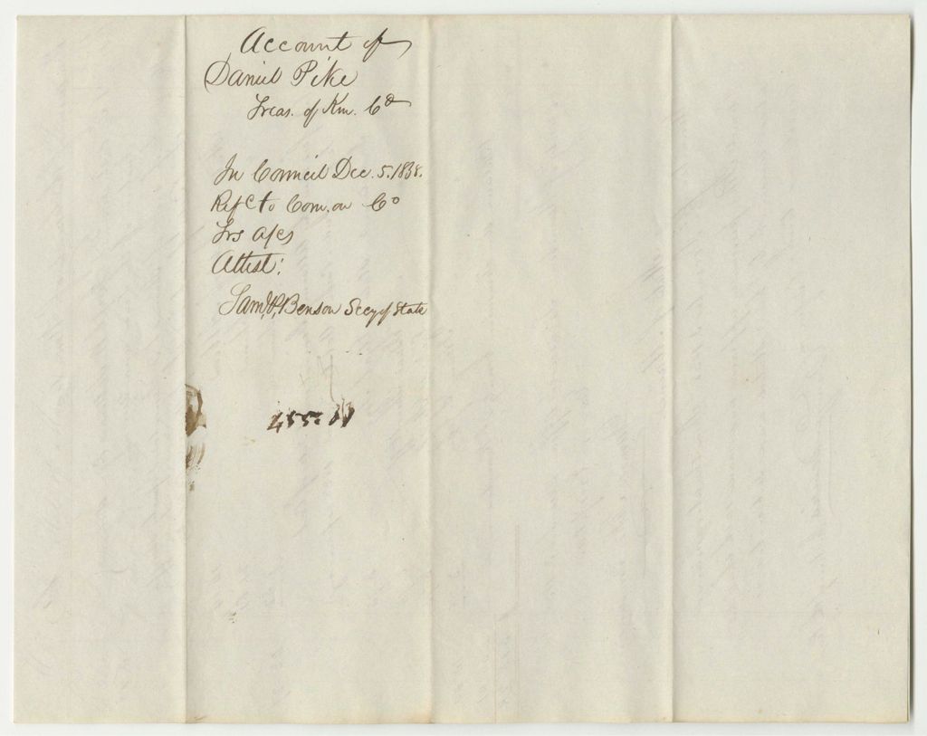 Miniature of Account of Daniel Pike, Kennebec County Treasurer