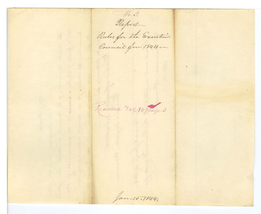 Miniature of Report on the rules for the Executive Council for 1844