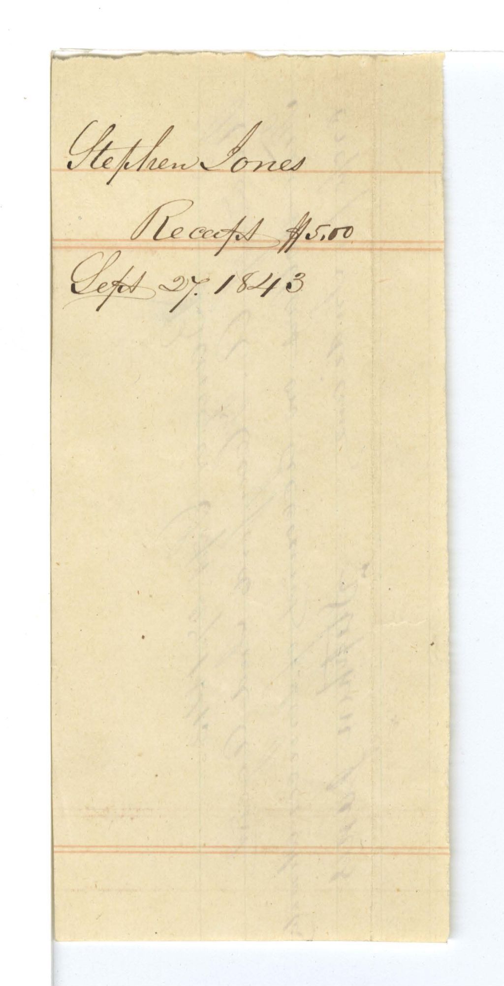 Miniature of Stephen Jones, Receipt