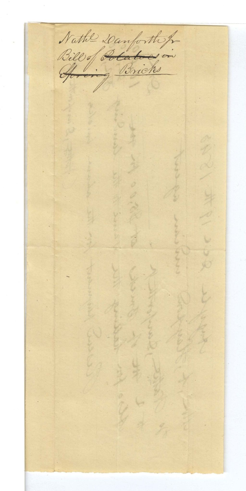Miniature of Nathaniel Danforth Jr. Bill of Potatoes in Spring Bricks