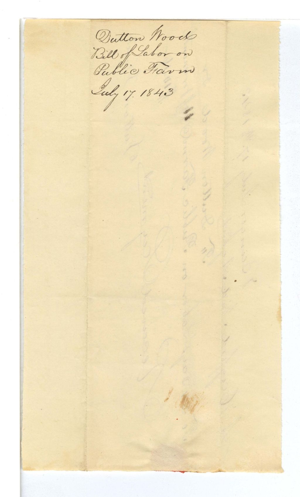 Miniature of Dutton Wood Bill of Labor on Public Farm