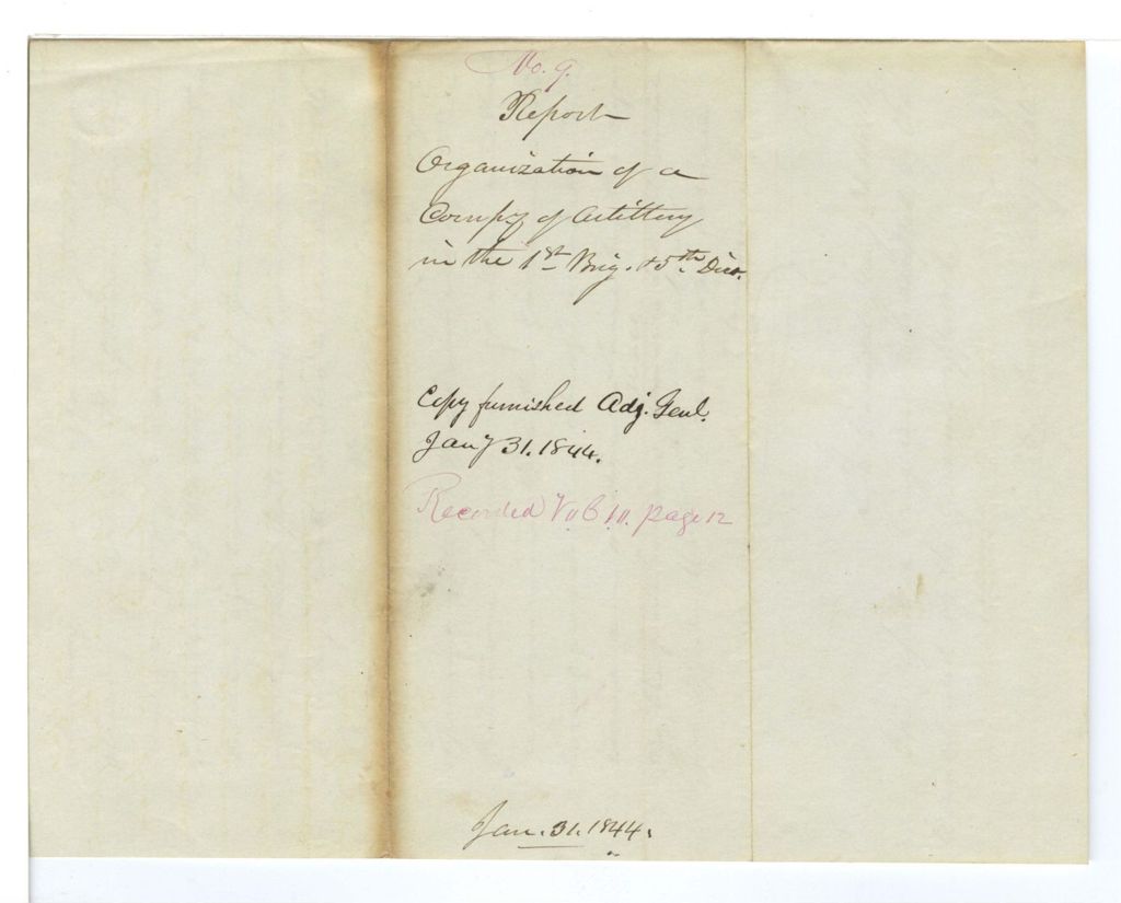 Miniature of Report on the organization of a company of artillery in the 1st Brig 5th Div