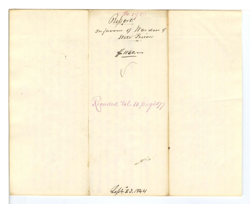 Miniature of Report 192: Report in favor of the Warden of the State Prison, Benjamin Carr, for salaries