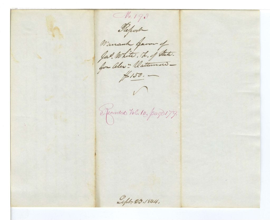 Miniature of Report 193: Report on the warrant in favor of James White, Treasurer, and Alexander Vattermare, Agent of Foreign International Exchanges