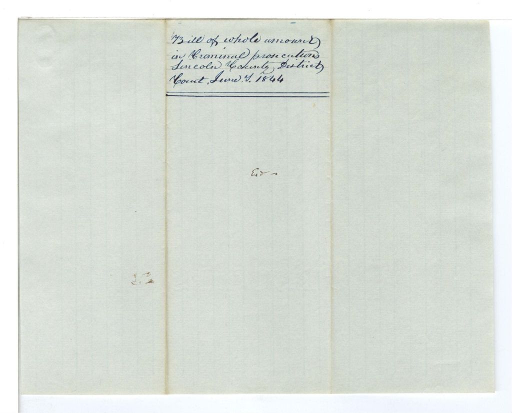 Miniature of Bill of Whole Amount in Criminal Prosecutions, Lincoln County District Court June Term
