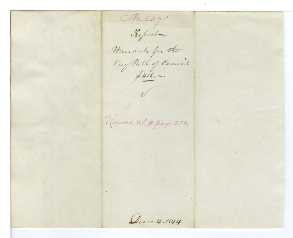 Miniature of Report 237: Report on the payroll for the 6th Session of the 24th Council