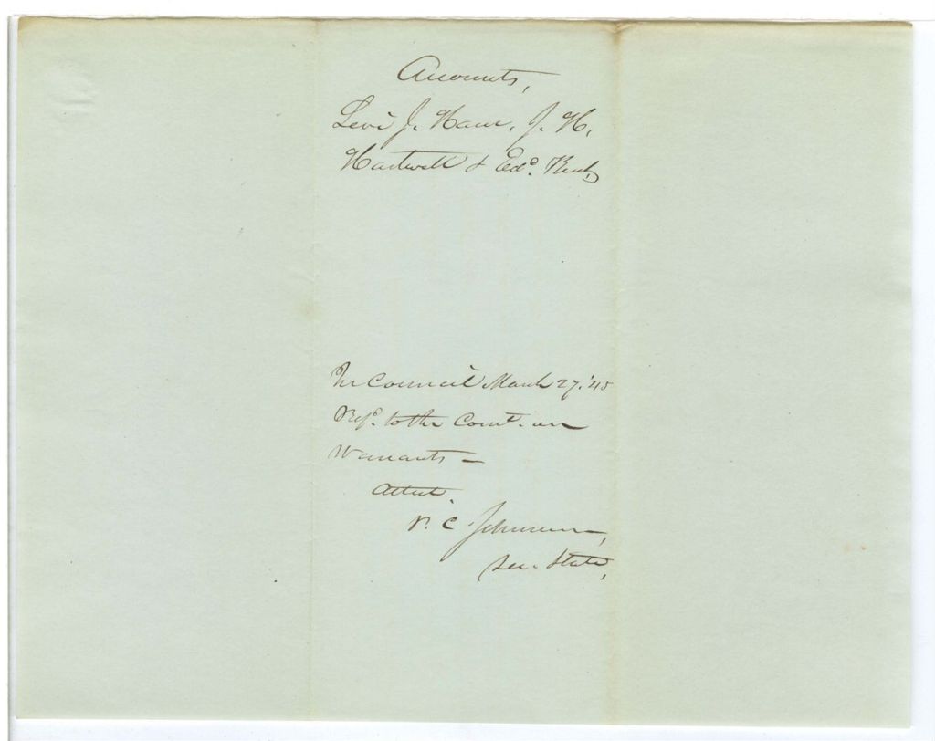 Miniature of Accounts of Levi J. Ham and John H. Hartwell