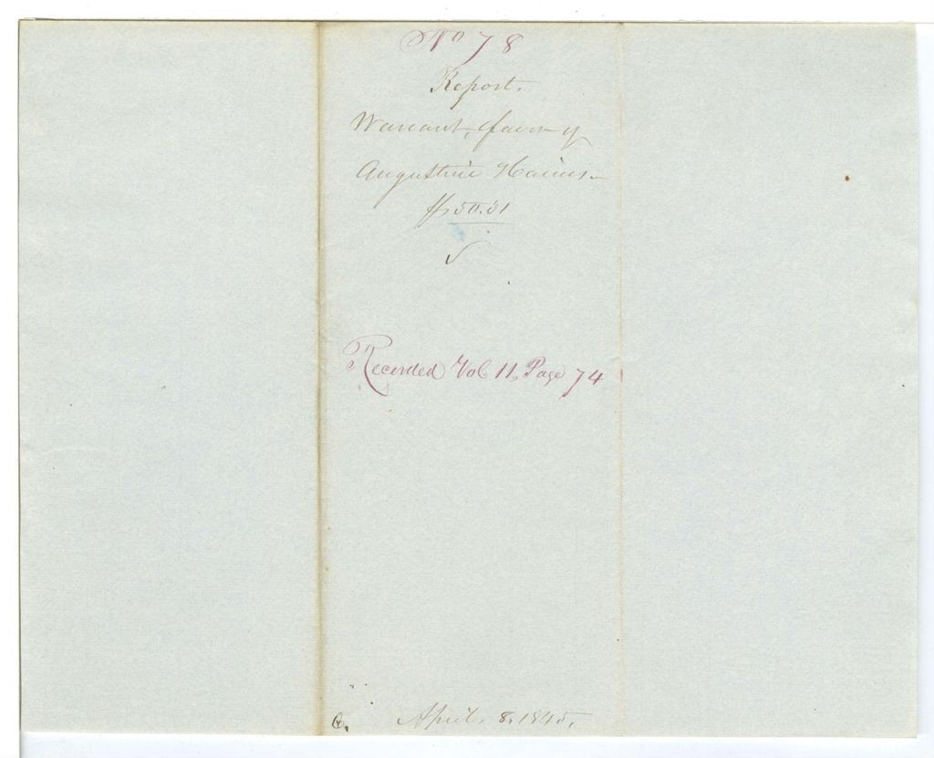 Miniature of Report 78: Report on the warrant in favor of Augustine Haines as Acting Attorney General