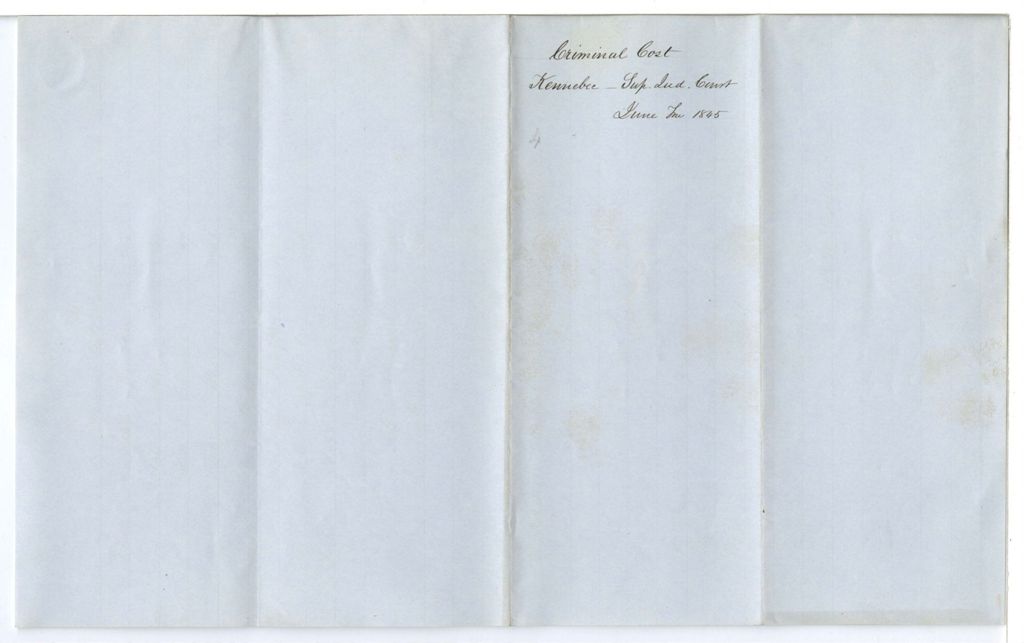 Miniature of Criminal Cost, Kennebec, Supreme Judicial Court, June Term 1845