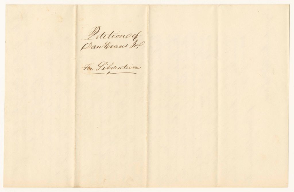 Miniature of Petition of Daniel Evans Jr. for Liberation