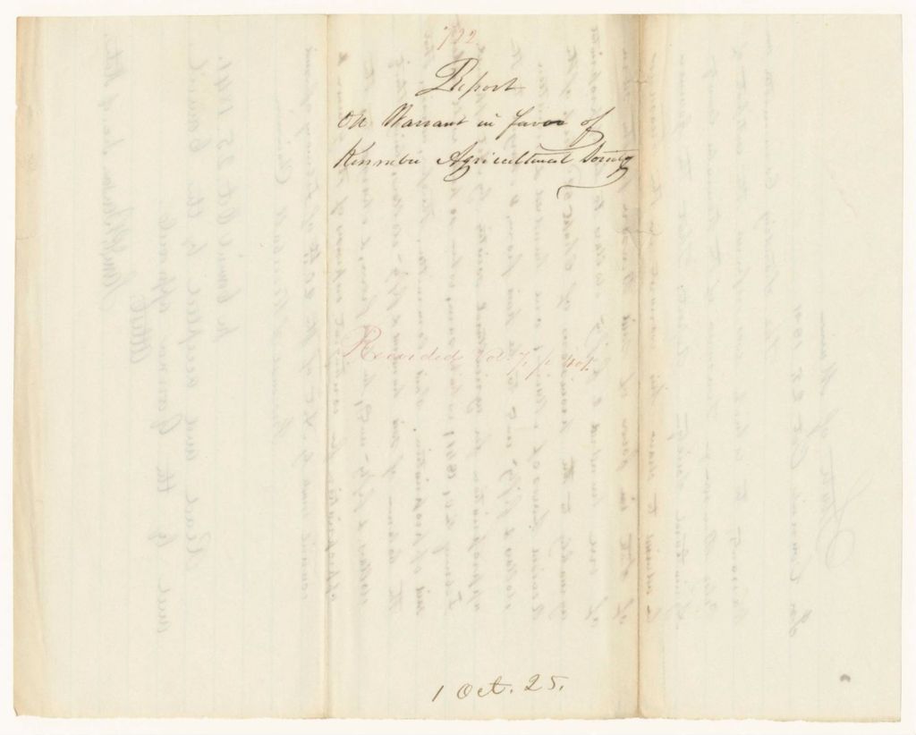 Miniature of Report 722: Report on Warrant in Favor of Kennebec Agricultural Society