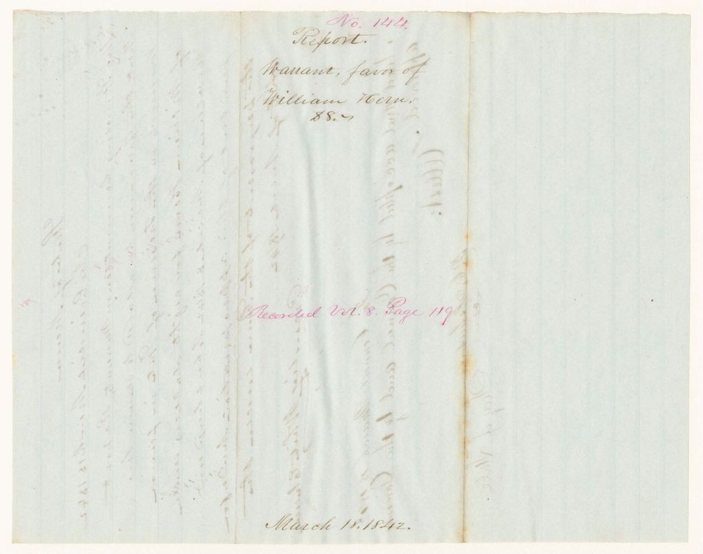 Miniature of Report 144: Report - Warrant in Favor of William Hern