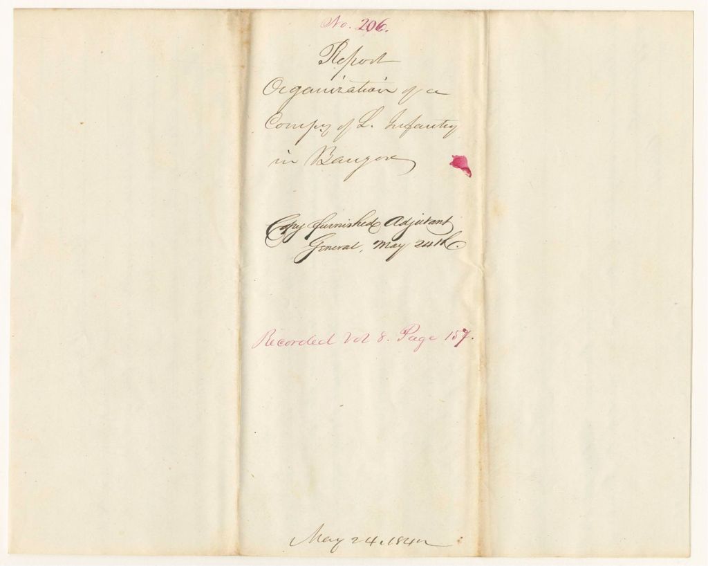 Miniature of Report 206: Report - Organization of a Company of Light Infantry