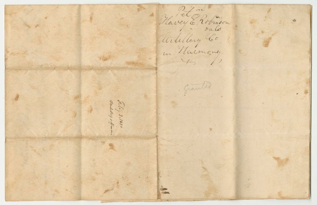 Miniature of Petition of Harvey E. Robinson and Others for a Company of Artillery in Harmony