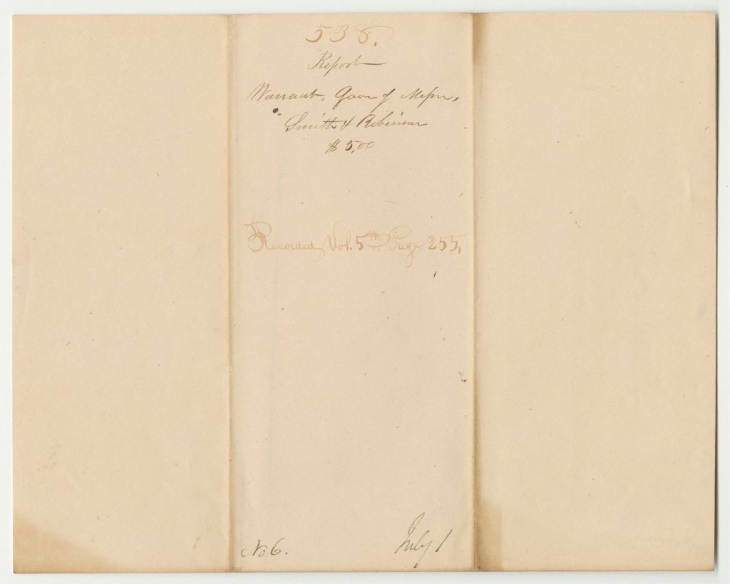 Miniature of Report 538: Warrant in Favor of William R. Smith and George Robinson, for Printing
