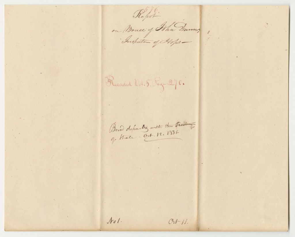 Miniature of Report 576: Report on the Bond of John Dunn, Inspector of Hops